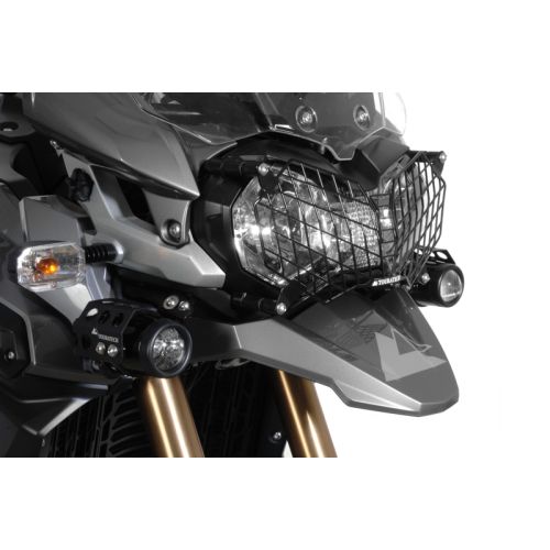Scheinwerferschutz Edelstahl schwarz mit Schnellverschluss Triumph Tiger 800/ 800XC/ 800XCx und Tiger Explorer *OFFROAD USE ONLY*