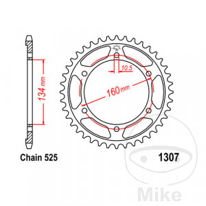 Kettenrad 43Z Teilung 525 Innendurchmesser 134 Lochkreis 160