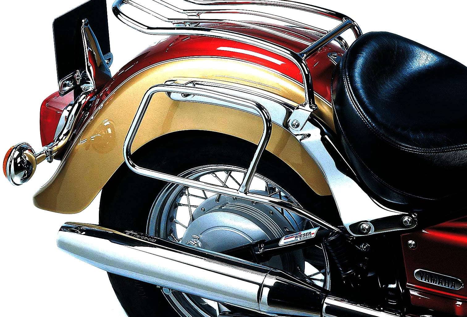 Rohr-Ledertaschenhalter chrom für Yamaha XVS 650 Drag Star Classic (1998-2007)