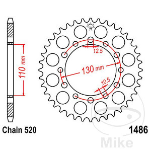 Kettenrad 40 Zähne Teilung 520 Innendurchmesser 110 Lochkreis 130