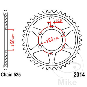 Kettenrad 37Z Teilung 525 Innendurchmesser 106 Lochkreis 125