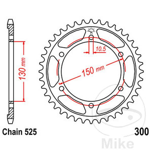 Kettenrad 39Z Teilung 525 Innendurchmesser 130 Lochkreis 150