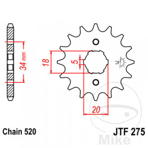 Ritzel 15Z Teilung 520 grobverzahnt 6 Innendurchmesser 18/20
