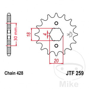 Ritzel 12Z Teilung 428 grobverzahnt 4 Innendurchmesser 18/20