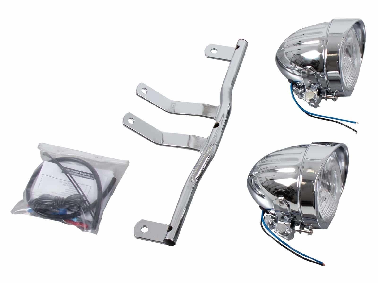 Twinlight Zusatzscheinwerferset (Fernlicht) inkl. Halter und Kabel chrom für Suzuki C 800 Intruder/Black Edition (2005-2016)