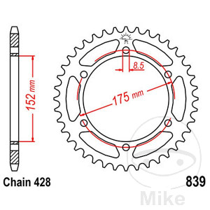 Kettenrad 51Z Teilung 428 Innendurchmesser 152 Lochkreis 175