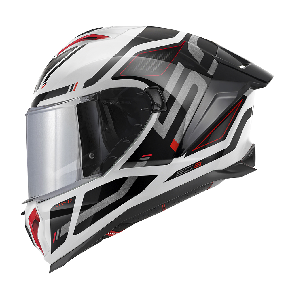 HPS 50.3 ABS GRAFIC QUASAR, Integral-Helm glänzend weiß/schwarz/rot - Gr. 63/XXL