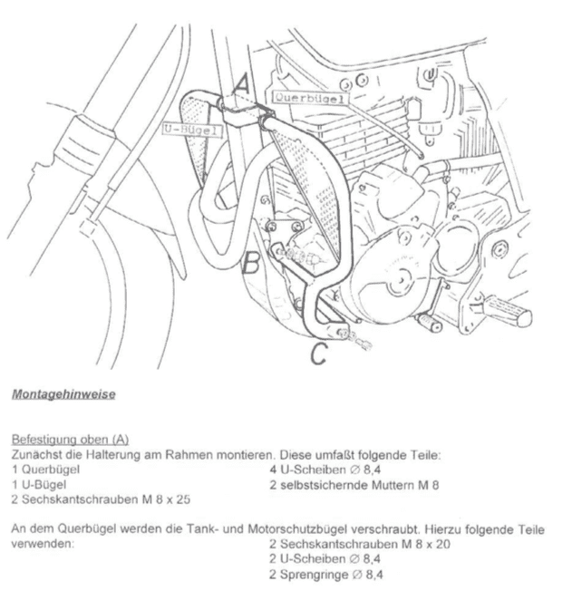 Motorschutzbügel schwarz für Honda SLR 650 (1997-1999)/Vigor 650 (1999-2002)