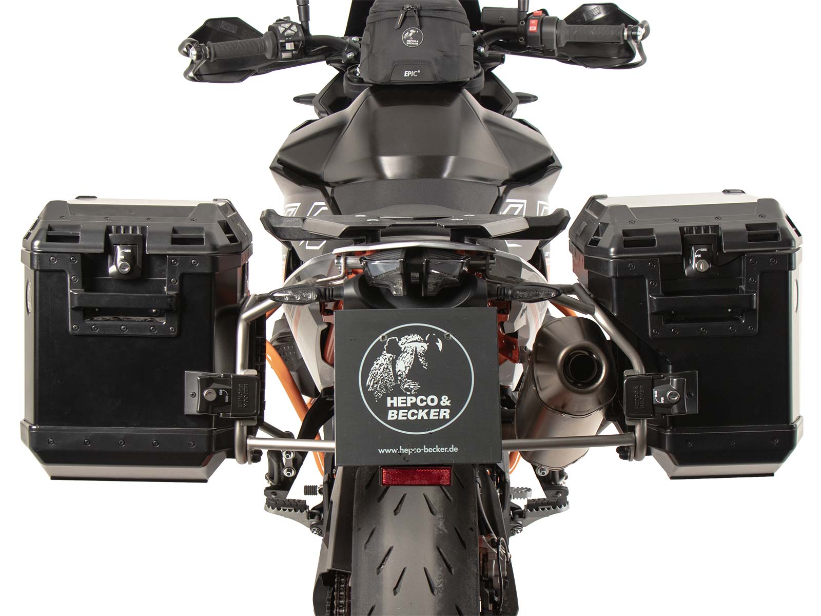 Kofferträgerset Cutout Edelstahl inkl. Xplorer Cutout schwarz Kofferset 40/37 für KTM 890 SMT (2023-)