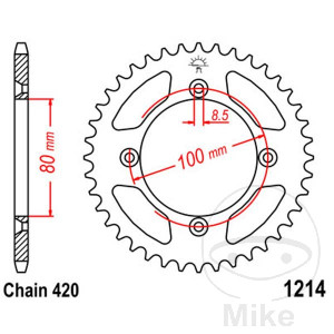 Kettenrad 38 Zähne Teilung 420 Innendurchmesser 080 Lochkreis 100