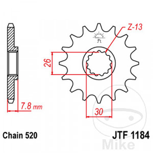 Ritzel 18Z Teilung 520 feinverzahnt Innendurchmesser 26/30