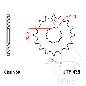 Ritzel 15Z Teilung 530 feinverzahnt Innendurchmesser 19.5/22