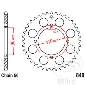 Kettenrad 38 Zähne Teilung 530 Innendurchmesser 090 Lochkreis 110