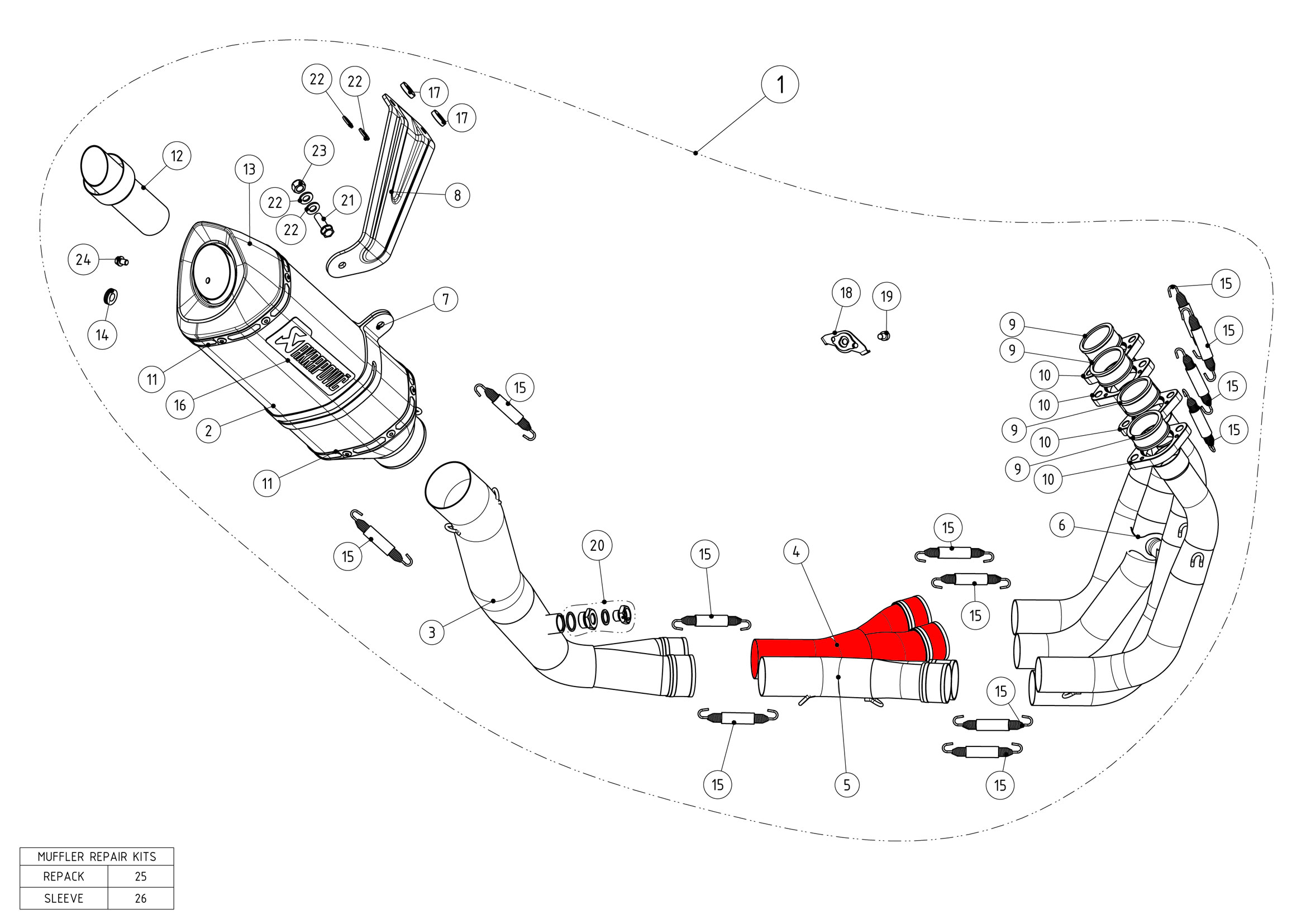 Akrapovic Sammler- Titan, rechte Seite