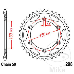 Kettenrad 40 Zähne Teilung 530 Innendurchmesser 130 Lochkreis 150