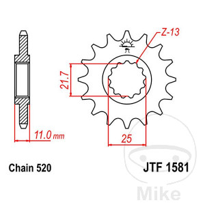 Ritzel 17Z Teilung 520 feinverzahnt Innendurchmesser 21.6/25