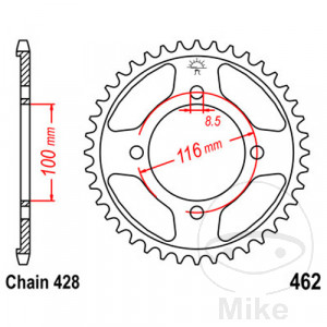 Kettenrad 49Z Teilung 428 Innendurchmesser 100 Lochkreis 116