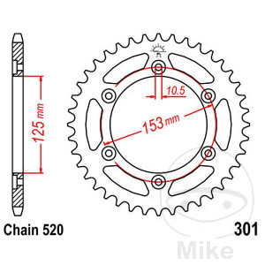 Kettenrad 39Z Teilung 520 Innendurchmesser 125 Lochkreis 153
