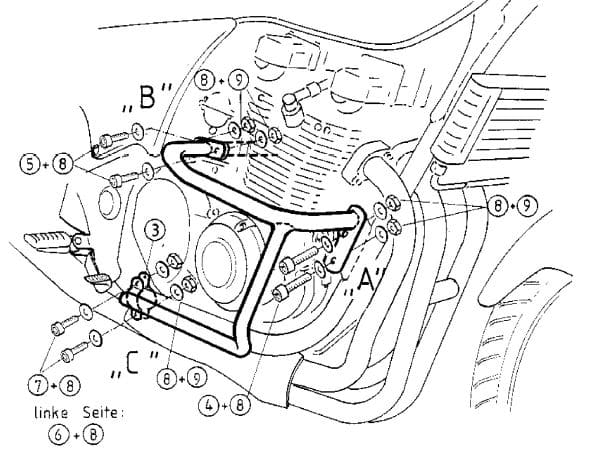 Motorschutzbügel chrom für Kawasaki ZR-7 (1999-2003)/S (2001-2003)