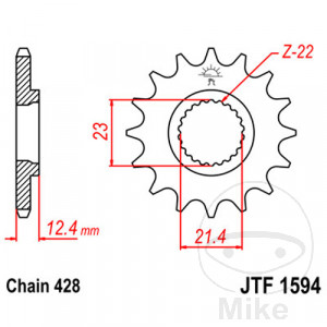 Ritzel 15Z Teilung 428 feinverzahnt Innendurchmesser 21.4/23