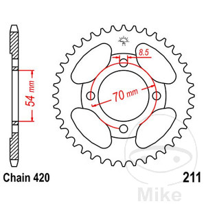Kettenrad 34Z Teilung 420 Innendurchmesser 054 Lochkreis 070