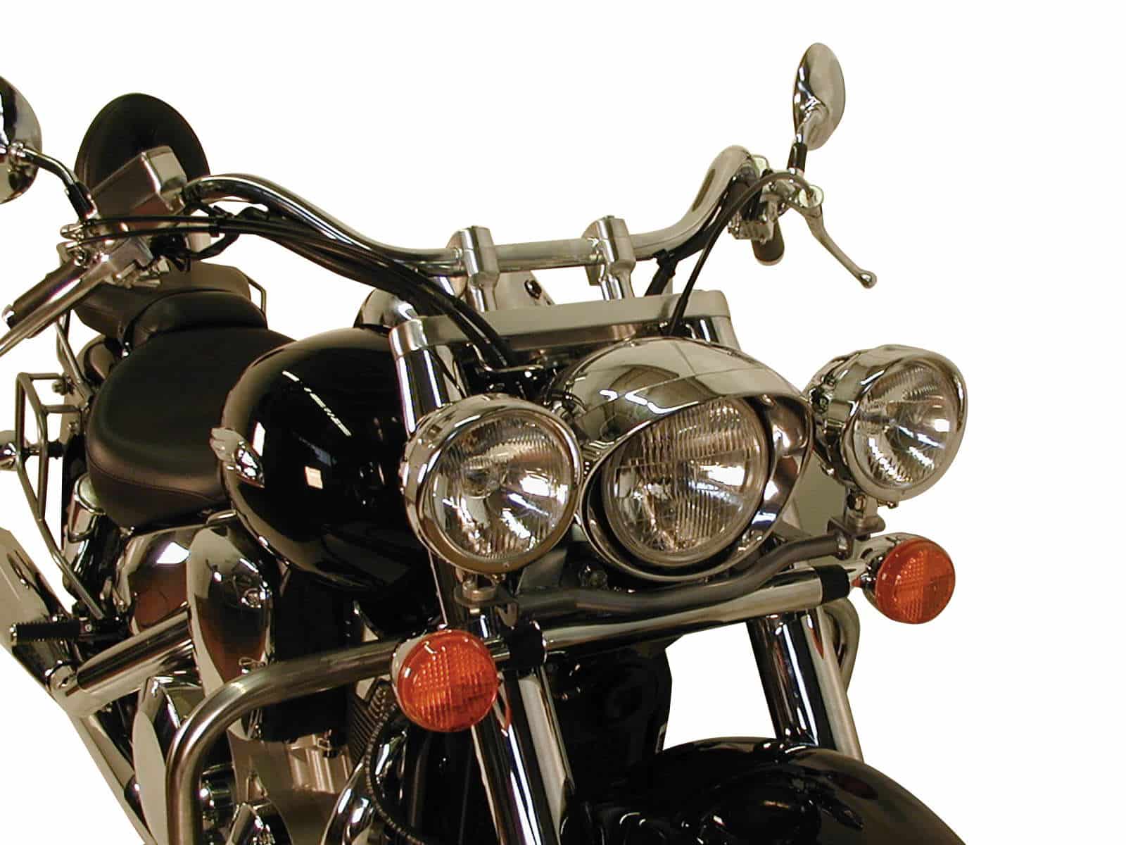 Twinlight Zusatzscheinwerferset (Fernlicht) inkl. Halter und Kabel chrom für Honda VTX 1300 (2003-2007)