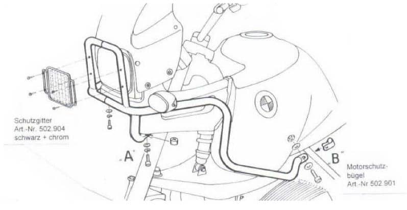 Tankschutzbügel für Kombination mit Motorschutzbügel 502901 schwarz für BMW R 850 GS (1998-2000)/R 1100 GS (1994-1999)