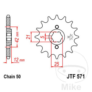 Ritzel 17Z Teilung 530 grobverzahnt 5 Innendurchmesser 21/25
