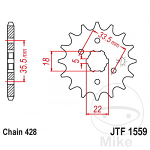 Ritzel 14Z Teilung 428 grobverzahnt 5 Innendurchmesser 18/22
