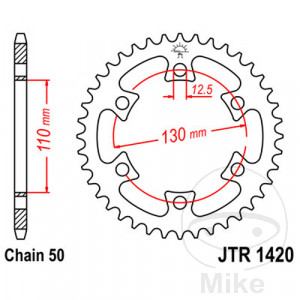 Kettenrad 40 Zähne Teilung 530 Innendurchmesser 110 Lochkreis 130