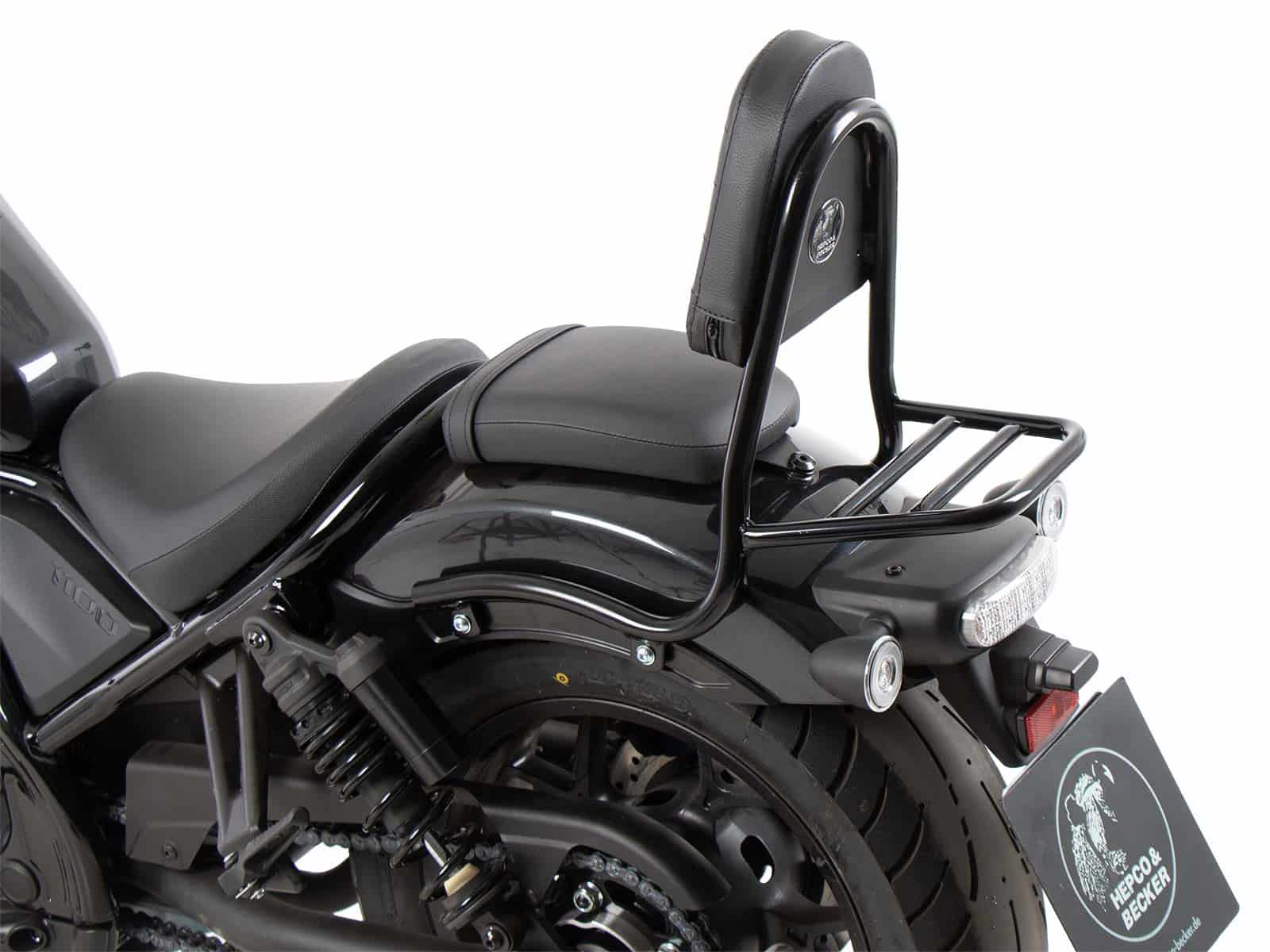 Sissybar mit Gepäckträger (Rohrausführung) schwarz für Honda CMX 1100 Rebel / DCT (2021-2024)