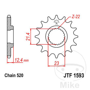 Ritzel 14Z Teilung 520 feinverzahnt Innendurchmesser 21.4/23