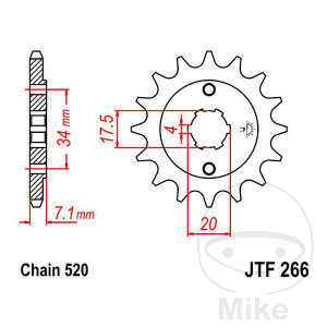 Ritzel 13Z Teilung 520 grobverzahnt 4 Innendurchmesser 17.5/20