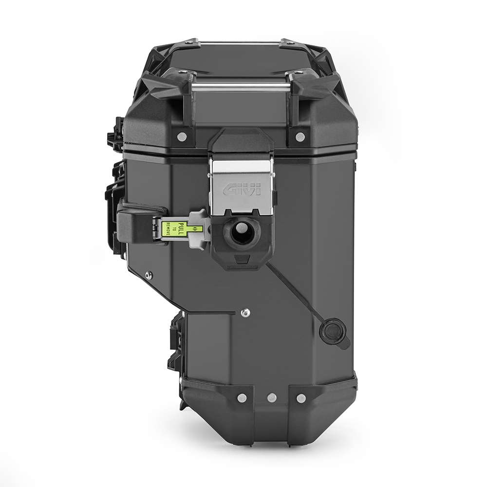 Alu-Seitenkoffer Trekker Outback EVO 33 Monokey Schwarz, seitlich versetzt, rechts, SMART SEC LOCK