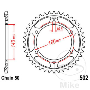 Kettenrad 47Z Teilung 530 Innendurchmesser 140 Lochkreis 160