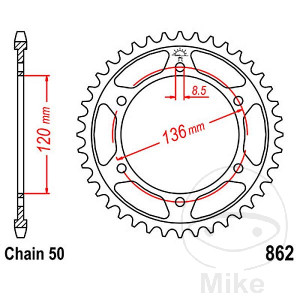 Kettenrad 38 Zähne Teilung 530 Innendurchmesser 120 Lochkreis 135