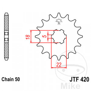 Ritzel 15Z Teilung 530 grobverzahnt 5 Innendurchmesser 18/22