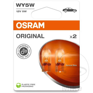Lampe 12V5W W2.1X9.5D Osram 2er Blister gelb