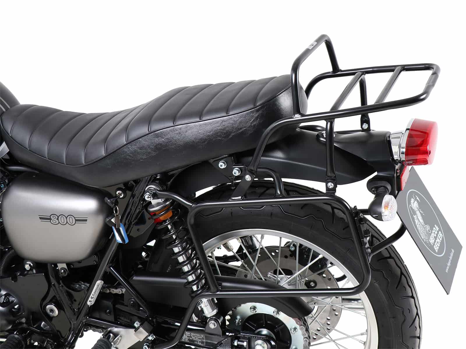 Komplettträgerset (Seitenkofferträger und Rohrgepäckbrücke Topcaseträger) schwarz für KAWASAKI W 800 Street / Cafe / Standard (2019-2025)