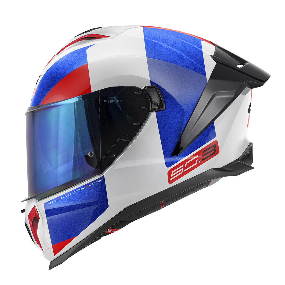 HPS 50.3 ABS VISION, Integral-Helm glänzend weiß blau rot - Gr. 60/L