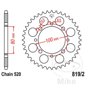 Kettenrad 41Z Teilung 520 Innendurchmesser 080 Lochkreis 100