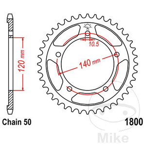Kettenrad 40 Zähne Teilung 530 Innendurchmesser 120 Lochkreis 140