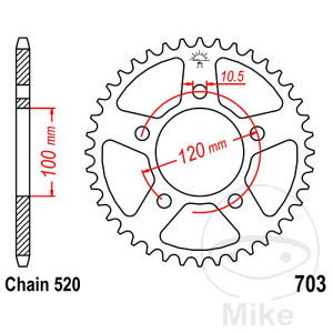 Kettenrad 40 Zähne Teilung 520 Innendurchmesser 100 Lochkreis 120