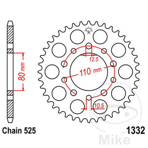 Kettenrad 37Z Teilung 525 Innendurchmesser 080 Lochkreis 110