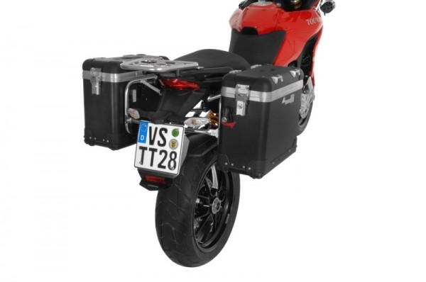 ZEGA Pro Koffersystem &quot;And-Black&quot; 38/38 Liter Edelstahlträger Ducati Multistrada 1200 bis14