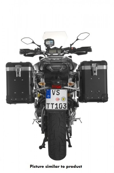 Touratech ZEGA Pro Koffersystem &quot;And-Black&quot; 38/38 Liter Edelstahlträger schwarz Yamaha MT-09 15-17