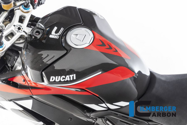 Carbon Tankverkleidung mit Crashpads glanz für Ducati Panigale V4 / V4 S Racing ab 2020