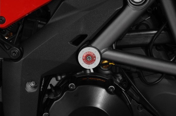 Touratech Rahmenstopfen *groß* (Paar) rot eloxiert für Ducati Multistrada 1200 bis 2014 + 950