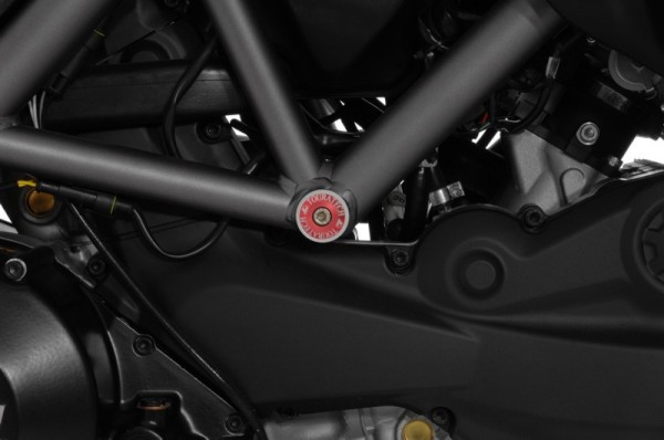 Touratech Rahmenstopfen *klein* (Paar) rot eloxiert für Ducati Multistrada 1200 (bis 2014) + 950