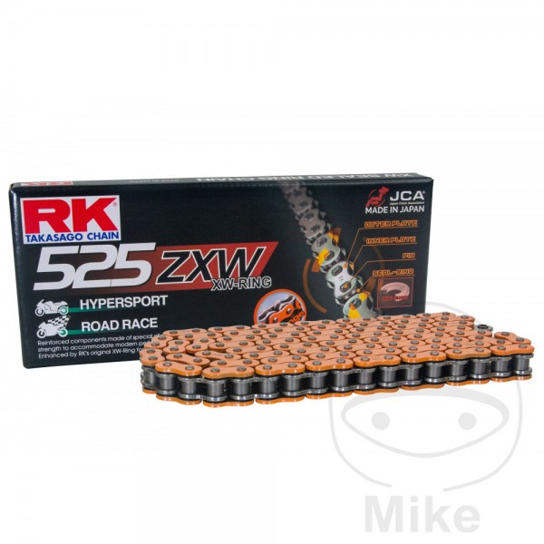 RK XW - Ringkette orange 525 ZXW/120 Kette offen mit Nietschloss für S1000RR 2014-2022